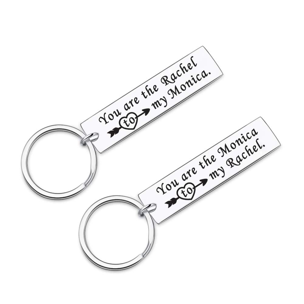 2Pcs Friends TV Show Merchandise Keychain Best Friend Gifts For Women - You are the Rachel to My Monica Birthday Wedding Chrismas Jewelry Keyring