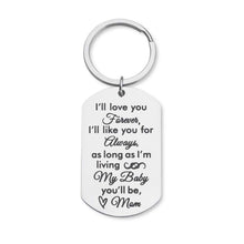 Load image into Gallery viewer, Daughter Son Gifts Keychain to from Mom Dad- Birthday Christmas Day Present Encouragement Keyring to Teen Girls- I Will Love You Forever -Family Pendant Charm Mothers Day Wedding
