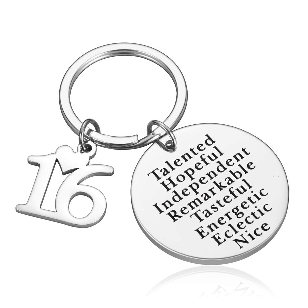 Happy Birthday16th Keychain Gift Key Ring Gift Women, Men,Best Friends College Family Son Daughter
