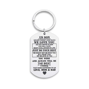 Inspirational Keychain Gift for Son Gift from Dad Mom Mother Father Teen Boys Men Teenage Him Birthday Chrismas Graduation Back to Shool Military Dog Tag Gift