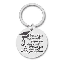 Load image into Gallery viewer, Graduation Gifts Keychain for Class 2021 Her Him Daughter Son Women Men- BFF Gift for Friend Pendant Keyring Behind You All Memories Before You All Your Dream-Lucky Penny Birthday Keyrings
