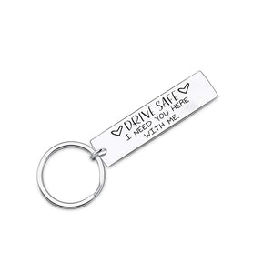 Boyfriend Birthday Chrismas Gifts for Him Husband Dad Trucker Men Drive Safe Keychain- Couple Gift For Anniversary Wedding Valentines Day -I Need You Here with me for Men Ehubby Engaged Keyring