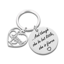 Load image into Gallery viewer, 12th Birthday Gift Keychain Idea for Teenage Teen Girls 12th Granddaughter Daughter Gift Though She be but Little, She is Fierce
