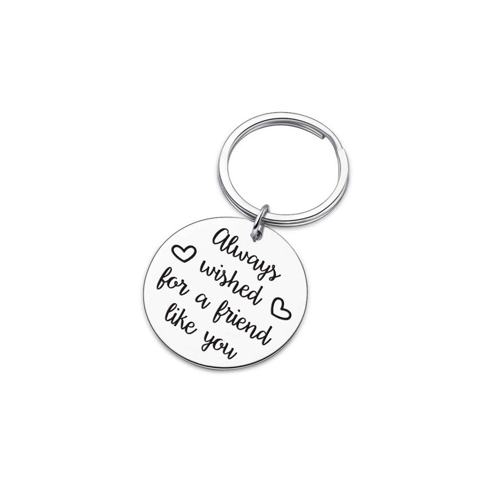 Inspirational Keychain Gifts for Best FriendWomen Girls Birthday Men Girls Always Wished for A Friend Like You Friendship Keyring Dog Tag