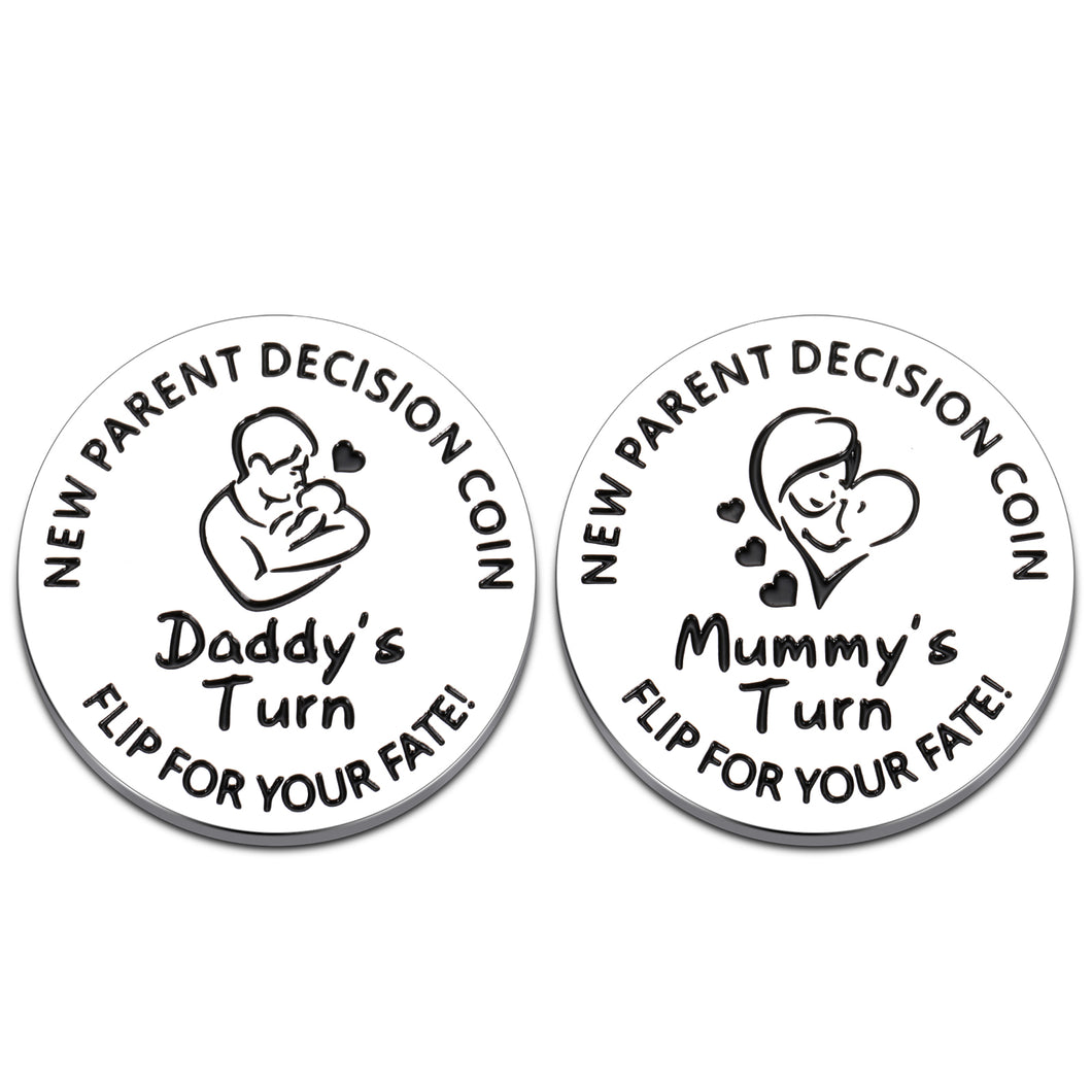 New Parents Decision Coin for Mummy Daddy Funny New Baby Gifts for New Mom Dad Pregnancy Gifts for First Time Moms Women Wife Birthday Mothers Day Gifts Dad to be Gift for Men Fathers Day Double-Sided