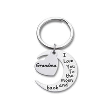 Load image into Gallery viewer, Grandma Grandmother Keychain Gift from Granddaughter Grandson Grandchild -I Love You to The Moon and Back -Wedding Gifts Keychain,Mother Bride Groom for Mother&#39;s Day Keyring
