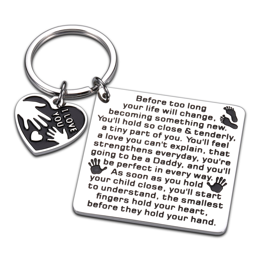 New Dad Christmas Gifts Keychain for Daddy First Fathers Day Giftss for New Father Pregnancy Baby Announcement for Dad to be First Time Dads Husband from New Mommy Parents Gifts for New Daddy Birthday