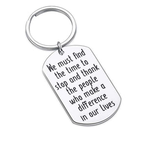 Christmas Thanksgiving Gifts Retirement Funny Keychain for Women Men Girls  Friends Family We Must Find Time to Stop and Thank The People Who Make A Difference in Our Lives Keyring Charm