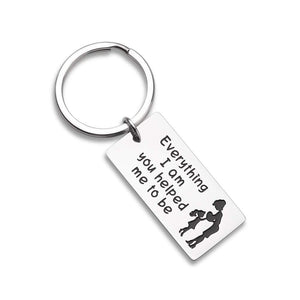 Mother's Day Gift Keychain for Mom Mum from Daughter and Son Child- Everything I Am You Helped Me to Be -Birthday,Wedding, Mommy Est Engraved Keyring Present Jewelry