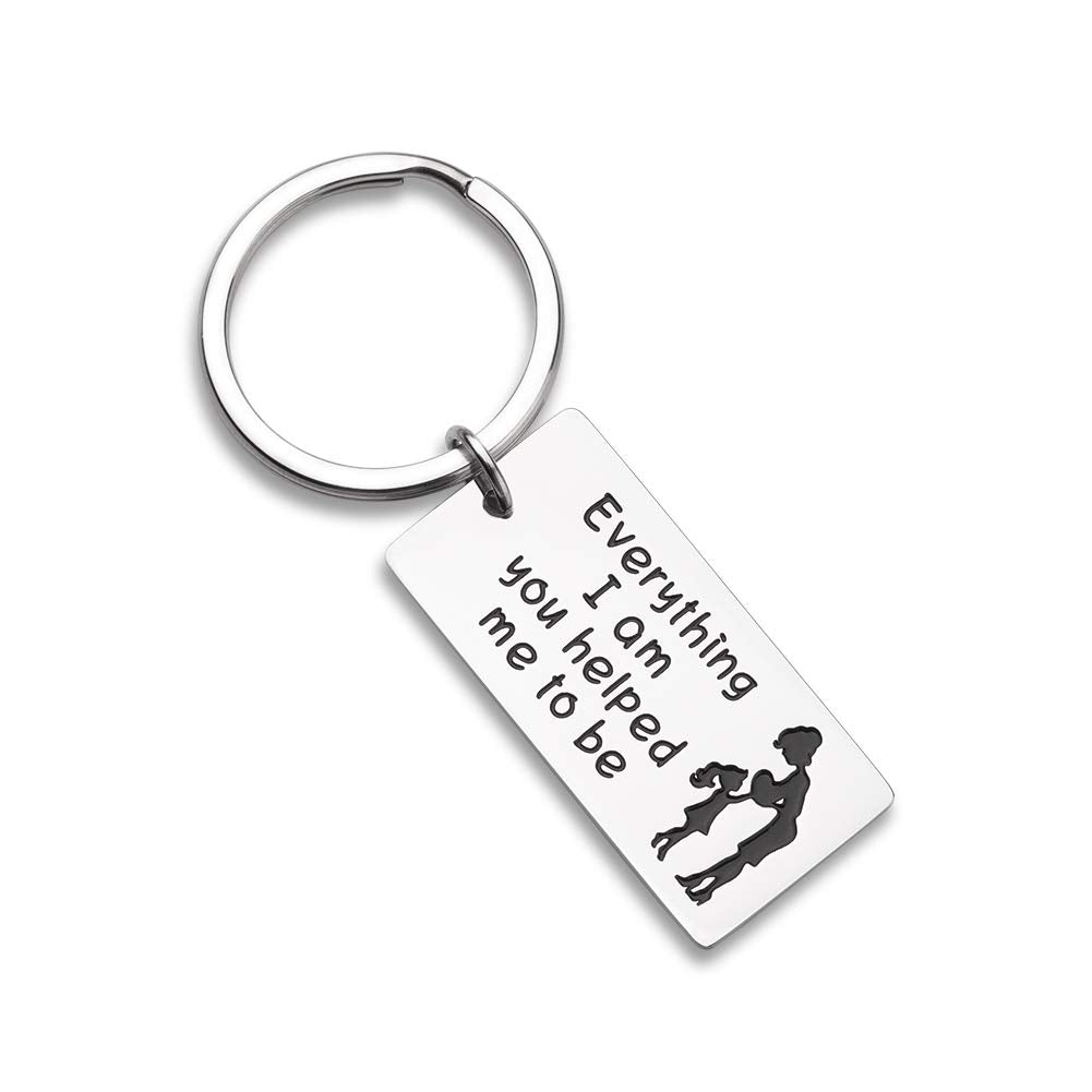 Mother's Day Gift Keychain for Mom Mum from Daughter and Son Child- Everything I Am You Helped Me to Be -Birthday,Wedding, Mommy Est Engraved Keyring Present Jewelry