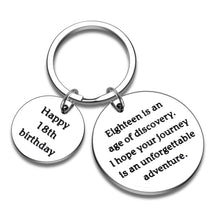 Load image into Gallery viewer, 18th Birthday Gift Keychain for Teenage Teen Girls Boys Son Daughter Kids, Friends and Family Inspirational Graduation Quote Bar Keychain, Women Jewelry
