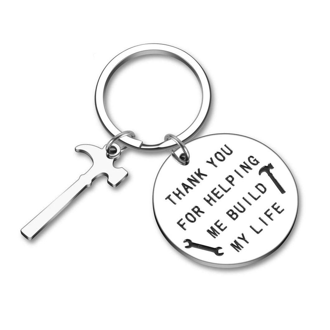 Gift for Dad Papa from Daughter Son Kids Thank You for Helping Me Building My Life Hammer Charms for Teacher Grandpa Thanksgiving Christmas Father's Day