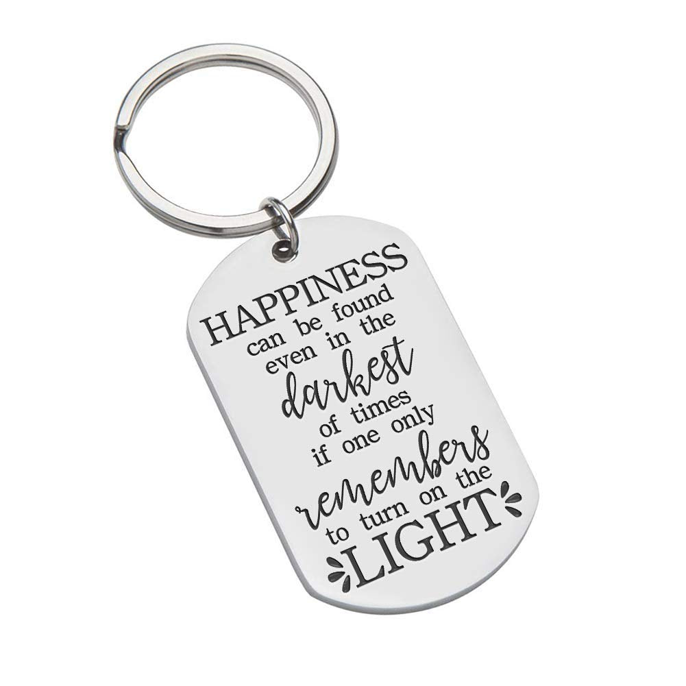 Inspirational Graduation Keychain Gifts For Men Women Teen Boys Girls Friends - BFF Gifts- Harry Potter Fans-Happiness Can Be Found Even in The Darkest of Times Birthday Graduation Albus Dumbledore