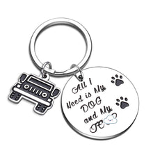 Load image into Gallery viewer, Funny Gift Keychain for Dog Lover Women Men Dog Jp Mom Dad Life Keychain All I Need is My Dog and My Jp Dog Jp Wave Paw Print Keyring
