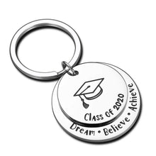 Load image into Gallery viewer, Graduation Gifts Keychain for Class 2020 Her Him Daughter Son Women  Friends and Classmates College Dream Believe Achieve Key Ring
