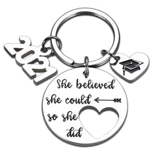 Load image into Gallery viewer, Inspirational Graduation Gifts for Her Class of 2021 High School College Senior Nurse Graduation Cap Gifts Keychain for Daughter Teen Girls Friends She Believed She Could So She Did Jewelry for Women
