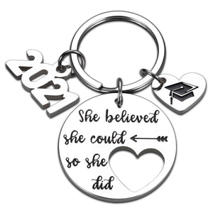 Inspirational Graduation Gifts for Her Class of 2021 High School College Senior Nurse Graduation Cap Gifts Keychain for Daughter Teen Girls Friends She Believed She Could So She Did Jewelry for Women