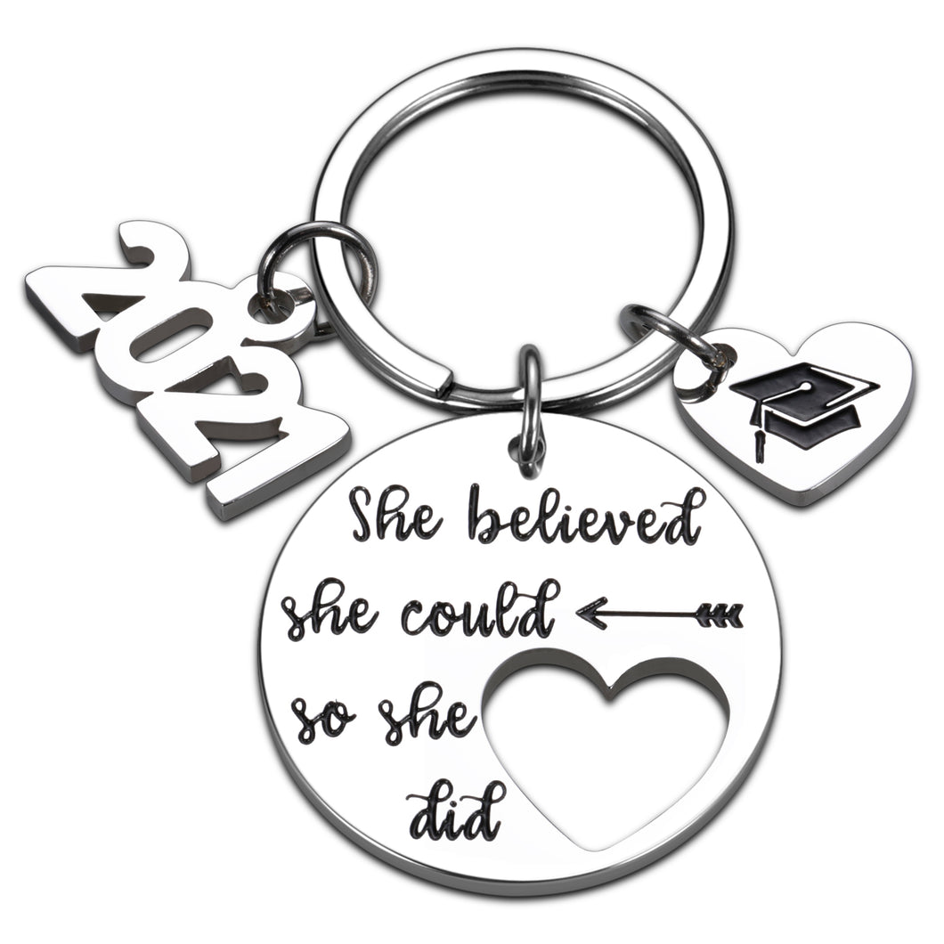 Inspirational Graduation Gifts for Her Class of 2021 High School College Senior Nurse Graduation Cap Gifts Keychain for Daughter Teen Girls Friends She Believed She Could So She Did Jewelry for Women