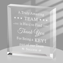 Load image into Gallery viewer, Team Gifts Employee Appreciation Gifts Acrylic Office Keepsake for Boss Leader Coworker Leaving Christmas Thank You Gifts Nurses Teacher Retirement Farewell Going Away Birthday Paperweight Desk Sign
