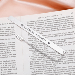 Enjoy The Next Chapter Bookmark for Book Lover 2023 Graduation Gifts for Him Her College High School Boys Girls Birthday Retirement Gifts for Women Christmas Coworker Farewell Promotion Wedding Gifts