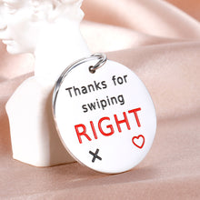 Load image into Gallery viewer, Funny Gag Gifts for Couple Boyfriend Girlfriend Valentine Anniversary Birthday Gifts for Men Women Husband Wife Swiping Right Online Dating Keychain for Him Her Fiance Wedding Engagement Present
