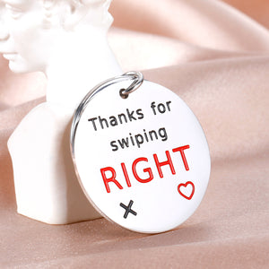 Funny Gag Gifts for Couple Boyfriend Girlfriend Valentine Anniversary Birthday Gifts for Men Women Husband Wife Swiping Right Online Dating Keychain for Him Her Fiance Wedding Engagement Present