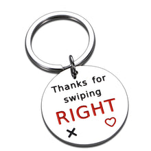 Load image into Gallery viewer, Funny Gag Gifts for Couple Boyfriend Girlfriend Valentine Anniversary Birthday Gifts for Men Women Husband Wife Swiping Right Online Dating Keychain for Him Her Fiance Wedding Engagement Present
