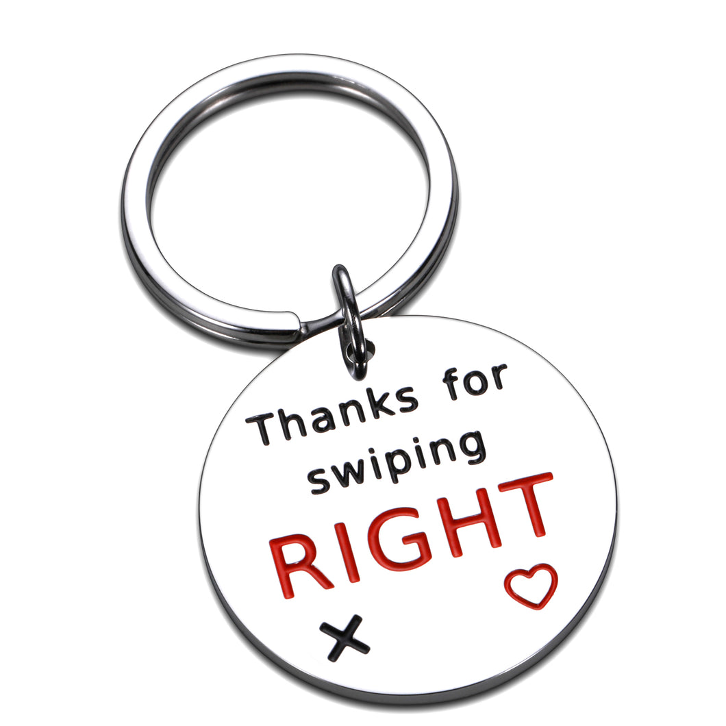 Funny Gag Gifts for Couple Boyfriend Girlfriend Valentine Anniversary Birthday Gifts for Men Women Husband Wife Swiping Right Online Dating Keychain for Him Her Fiance Wedding Engagement Present