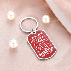 Daughter Valentines Day Gift from Mom Dad 2021 Inspirational Graduation Keychain Valentines Gifts for Kids To My Daughter Birthday Christmas From Daddy Family Back to School Key Rings for Teen Girls