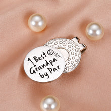 Load image into Gallery viewer, Grandpa Dad Gifts for Fathers Day from Granddaughter Grandson Best Grandpa by Par Golf Ball Marker Grandad Grandfather Golf Lovers Golfer Birthday Retirement Christmas Magnetic Hat Clip Golfing Gift
