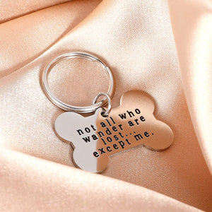 Funny Pet ID Tags for Dogs Collar for Kitten New Puppy Stainless Steel Not All Who Wander are Lost Except Me Cat Charm Christmas Gift Identification Charm
