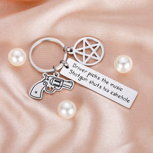 Load image into Gallery viewer, Supernatural Tv Show Supernatura Keychain Merchandise Gift Fan Inspirational Music Lover Gift Best Friend Coworker Driver Picks The Music Shotgun Shuts His Cakehole Supernatural
