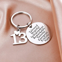 Load image into Gallery viewer, Happy Birthday Keychain Gift 13th Charms Key Ring Best Friends Family Son Daughter Granddaughter Jewelry

