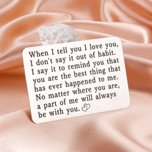 Load image into Gallery viewer, Romantic Wallet Insert Card for Him Boyfriend Valentines Day Anniversary Engraved I Love You Gifts for Husband Fiance Wedding Engagement Birthday from Wife Girlfriend Couple Christmas Mini Love Note
