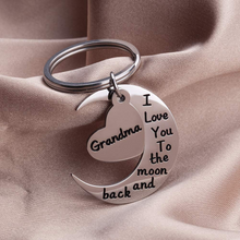 Load image into Gallery viewer, Grandma Grandmother Keychain Gift from Granddaughter Grandson Grandchild -I Love You to The Moon and Back -Wedding Gifts Keychain,Mother Bride Groom for Mother&#39;s Day Keyring

