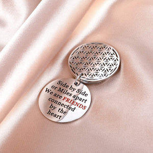 Friendship Gifts Keychain for Women Men - Side by Side or Miles Apart Friends are Always Close at Heart Best Friend Birthday Gifts for BFF Wedding Jewelry