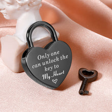 Load image into Gallery viewer, Love Lock Gifts for Him Boyfriend Engraved Heart Padlock with Key for Valentines Anniversary Heart Shaped Lock Keepsake for Husband Fiance from Her Wife Girlfriend Couple Birthday Engagement Wedding
