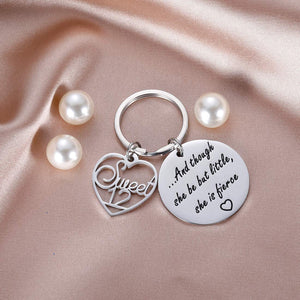 12th Birthday Gift Keychain Idea for Teenage Teen Girls 12th Granddaughter Daughter Gift Though She be but Little, She is Fierce