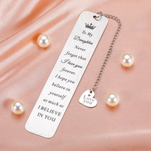 Load image into Gallery viewer, Daughter Birthday Christmas Gifts from Mom Mother Inspirational Bookmark Gifts for Women Teenage Girls to My Daughter Sweet 16 18 Graduation Wedding Anniversary Valentine Back to School Teen Girl Gift
