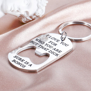 Funny Keychain for Boyfriend Valentines Day Anniversary Gifts for Husband From Girlfriend Wife Her Wedding Birthday Christmas Gag Gifts for Men Hubby Couples Naughty Gifts for Him Fiance Groom