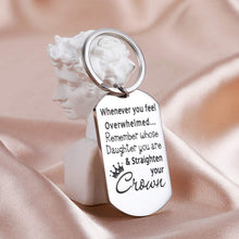 Load image into Gallery viewer, to My Daughter Graduation Keychain from Dad Mom Whenever You Feel Overwhelmed Remember Whose Jewelry Inspirational Gifts Keychain for Girls Women from mom Dad Teen Girls Fathers Day Graduation
