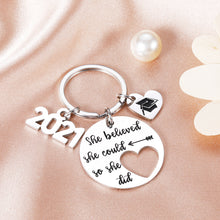 Load image into Gallery viewer, Inspirational Graduation Gifts for Her Class of 2021 High School College Senior Nurse Graduation Cap Gifts Keychain for Daughter Teen Girls Friends She Believed She Could So She Did Jewelry for Women
