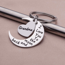 Load image into Gallery viewer, Grandma Grandmother Keychain Gift from Granddaughter Grandson Grandchild -I Love You to The Moon and Back -Wedding Gifts Keychain,Mother Bride Groom for Mother&#39;s Day Keyring
