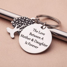 Load image into Gallery viewer, Mothers Day Mom Keychain Gift for Mom from Daughter-Mother of the Bride Stepmom In Law -The Love Between A Mother &amp; Daughter is Forever -Family Graduation Birthday Christmas Wedding Day Pendant
