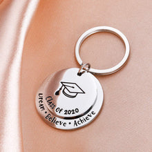 Load image into Gallery viewer, Graduation Gifts Keychain for Class 2020 Her Him Daughter Son Women  Friends and Classmates College Dream Believe Achieve Key Ring
