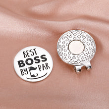 Load image into Gallery viewer, Golf Ball Marker Gifts for Boss Manager Coworker Leaving Gifts for Leader Supervisor Best Boss by Par Magnetic Hat Clip for Mentor Boss Lady Funny Bosses Day Farewell Promotion Retirement Golf Gifts
