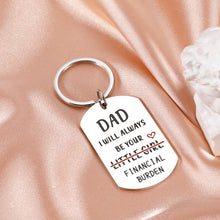 Load image into Gallery viewer, Fathers Day Keychain Funny Dad Daughter Gifts for Daddy Bonus Dad Birthday Gifts for New Dad Stepdad Papa Husband from Daughter Girl Wife Christmas Valentine Dad I Will Always Be Your Financial Burden
