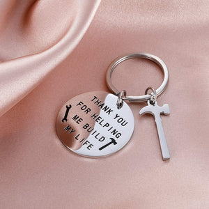 Gift for Dad Papa from Daughter Son Kids Thank You for Helping Me Building My Life Hammer Charms for Teacher Grandpa Thanksgiving Christmas Father's Day