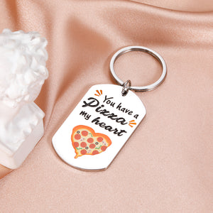 Funny Pizza Valentines Day Gifts for Couples Boyfriend Girlfriend Cute Anniversary Wedding Gifts Keychain for Husband Wife Bride Groom Birthday Engagement Pizza Gifts for Pizza Lover Soulmate Fiance