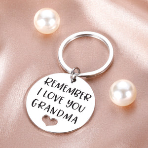 Grandma Gifts Keychain from Grandchild Grandson Granddaughter Mothers Day Gifts for Grandmother Remember I Love You Grandma Keyring Birthday Christmas Thanksgiving Wedding Presents